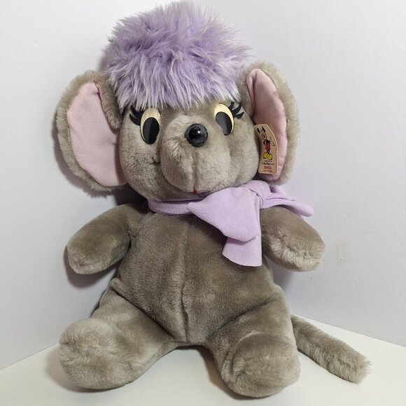 Disney Other - Disney Bianca Plush Mouse Purple Bow 16" Vintage 80s Made in Korea